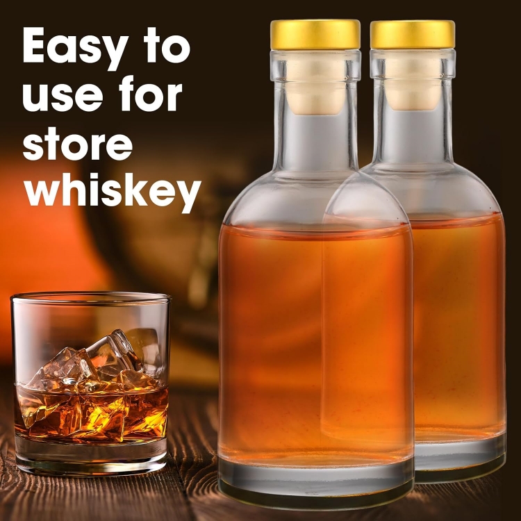 Customized 250ml 375ml 500ml 750ml 1000ml Liquor Bottle Whiskey Alcoholic Tequila Round Glass Bottle for Liquor With Cork