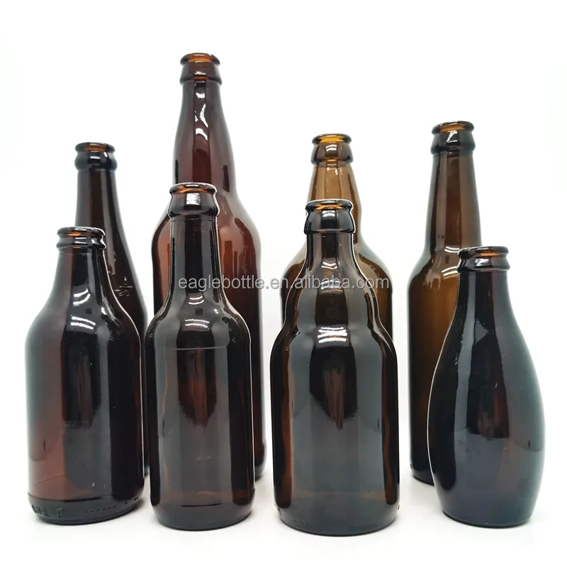 Empty Amber Dark Brown Beer Glass Bottle 250 ml 300 ml 330 ml 500 ml 650 ml 750 ml 1000 ml Beer Glass Bottle