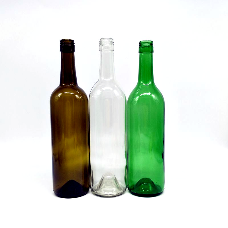 Wholesale Clear Round 200ml 375ml 500ml 750ml 1000ml Glass Frosted Liquor Wine Whisky Glass Bottle With Cork