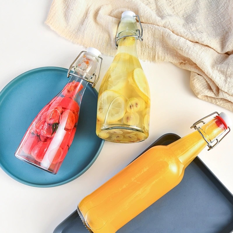 16 oz Amber Glass Beer Bottles with Airtight Rubber Seal Flip Cap Stoppers for Home Brewing Fermenting