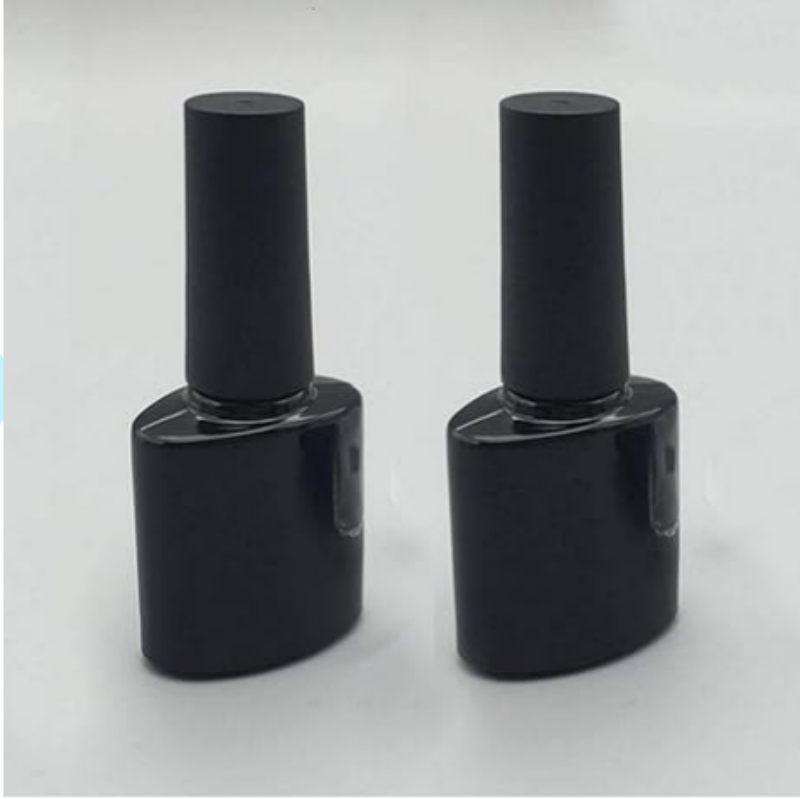 New Arrival Empty 15ml Nail Gel Jar Square Black Glass Nail Polish Oil Bottle 1/2 Oz Small Nail Art Glass With Black Brush Cap