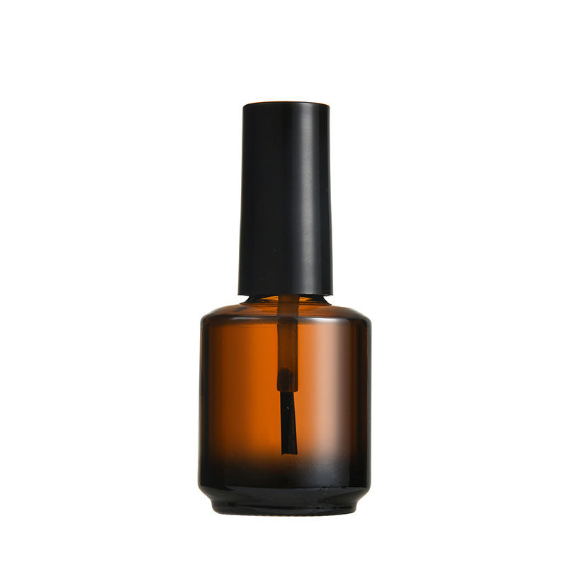 15ml Matte/glossy Black Clear Empty Glass Uv Gel Nail Polish Bottle With Brush