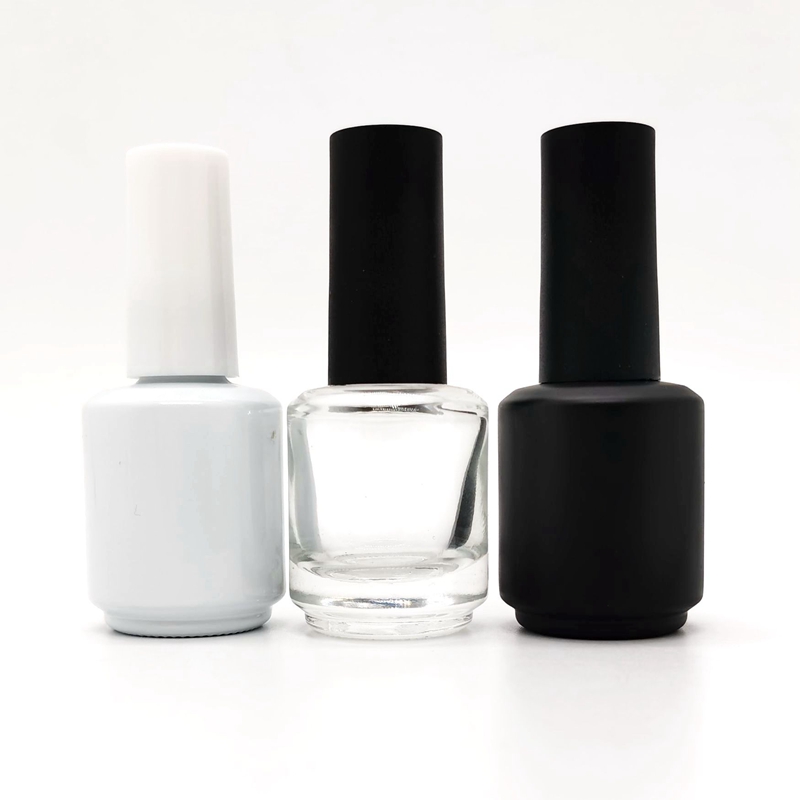 High Quality Low MOQ 10ml 15ml Empty Gel Nail Polish Bottle Packaging Nail Bottle White Black Nail Glass Bottle