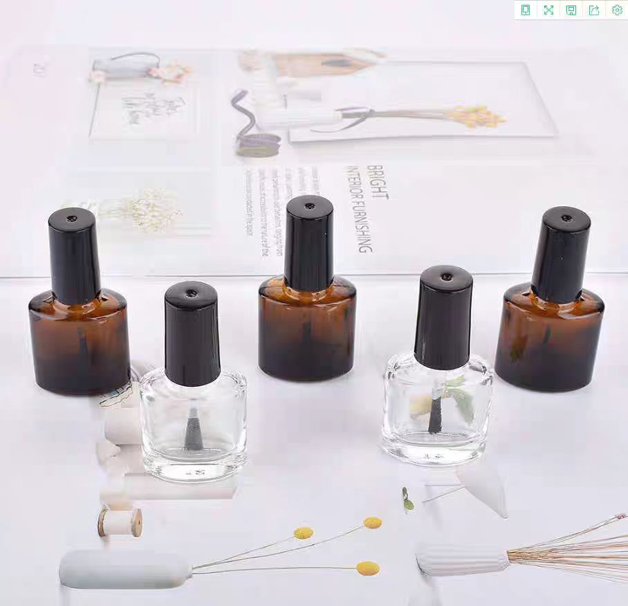 Recyclable 5ml 7ml 8ml 9ml 10ml 11ml 13ml 14ml 15ml 17ml Amber Matte Black Empty Glass Uv Gel Nail Polish Bottle With Brush