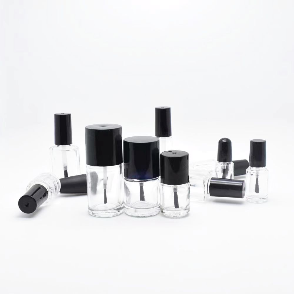 Free Sample 5ml 10ml 15ml Recyclable Frosted Matte Black Amber Empty Glass Uv Gel Nail Polish Bottle With Brush