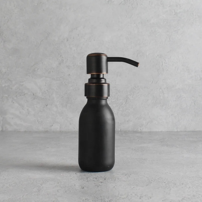 Hot Wholesale Black Glass Kitchen Soap Dispenser Set With Tray Hand and Dish Soap Dispenser With Stainless Steel Pump Dispenser
