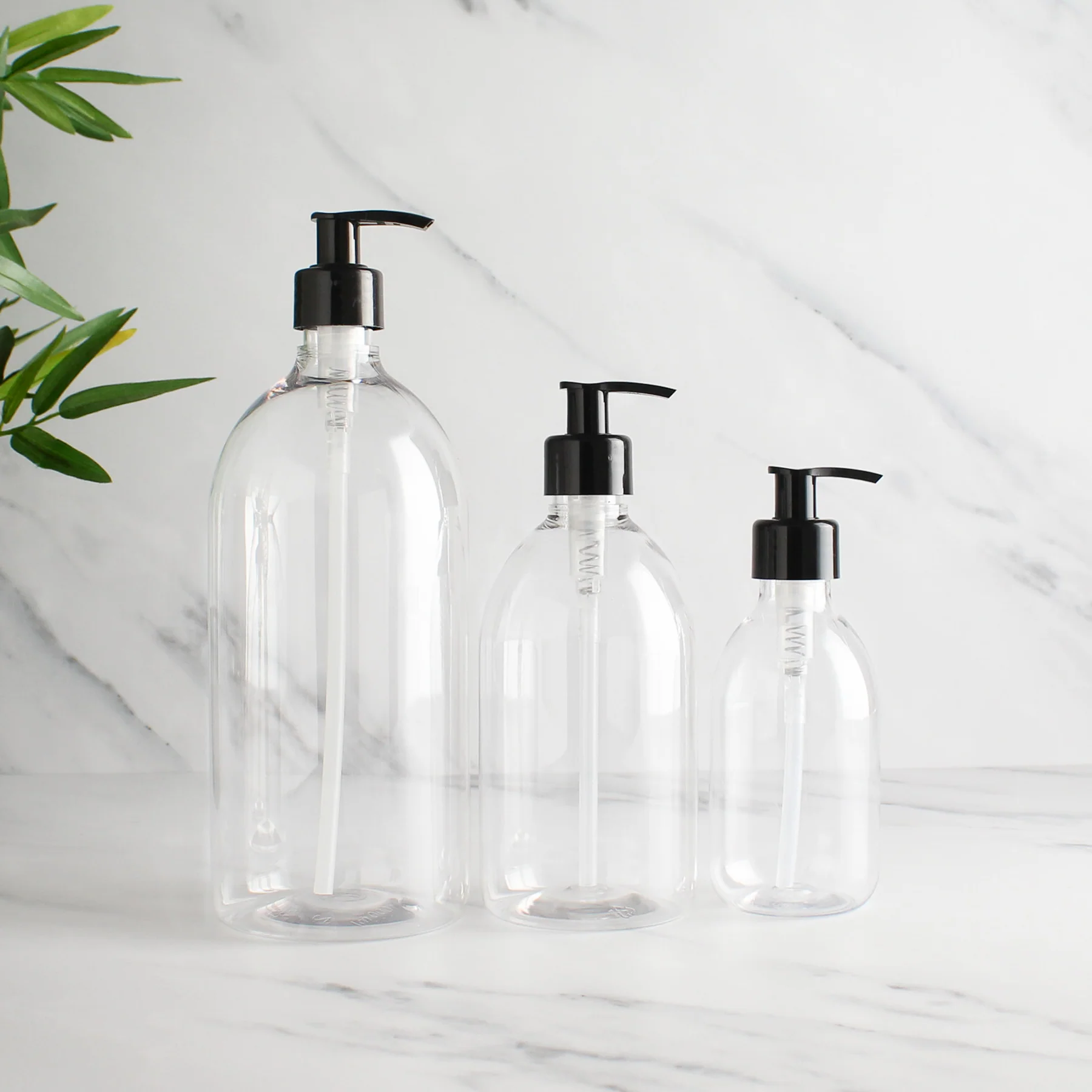 250ml 500ml Round Hand Shampoo Bath Lotion Dispenser Glass Pump Bottle With Pump