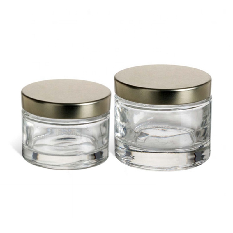 Wholesale Cosmetics 10g Facial Cream Jar Skin Care Empty Packaging 50 g 80 g Frosted Clear Glass Eye Cream Jar With Golden Cap