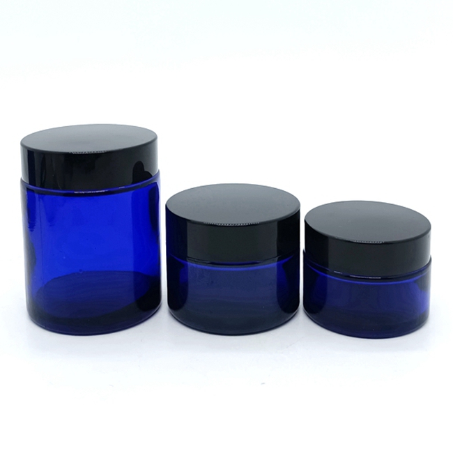 15 20 30 50 100 ml g Small Empty 10g Face Cream Cosmetic Blue Glass Jar Round With Lid Scrub Body Butter Jar
