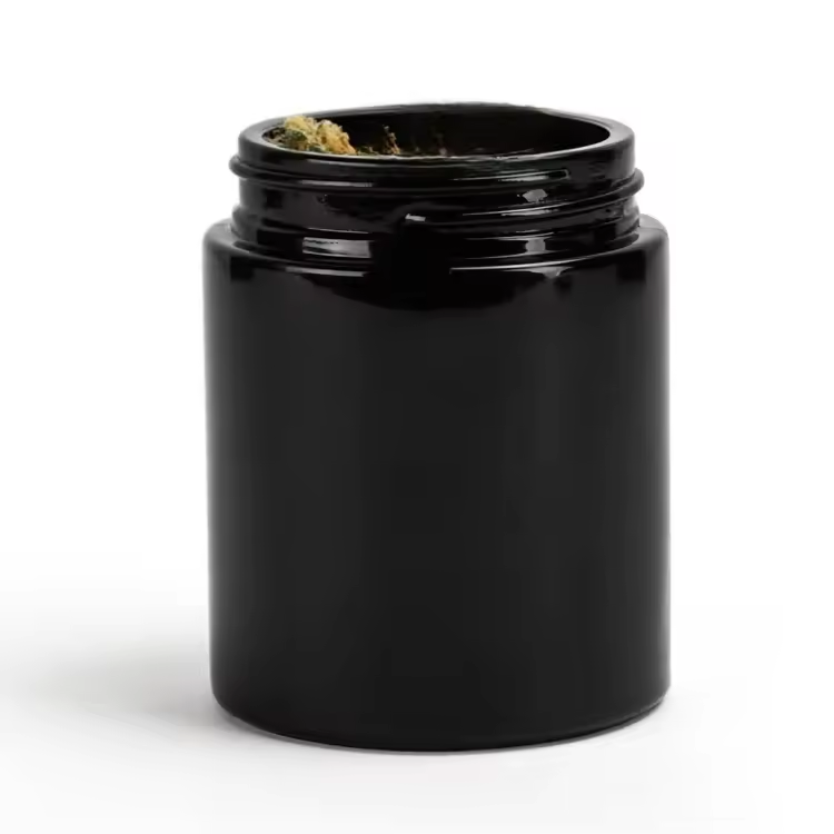 Herb Flower Childproof Jars Smell Proof Glass 8th Cr 3.5g Jar Screw Lid Custom Matte Black Child Resistant Glass Jar