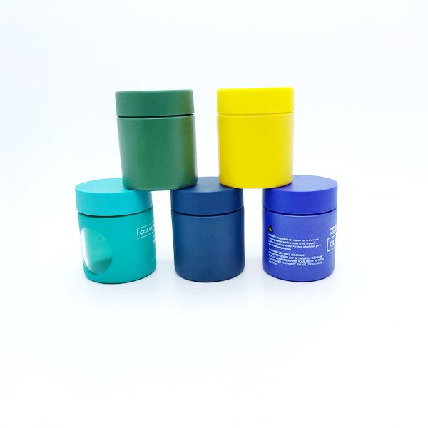 Custom 2oz 3oz 3.5g 4oz 5oz Child Resistant Matte Black Uv Jar Flower Packaging Glass Jar With Black Plastic Screw Lid