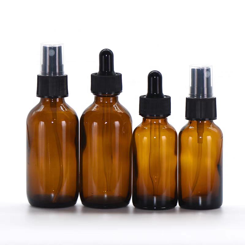 Glass Bottles Amber Boston Round