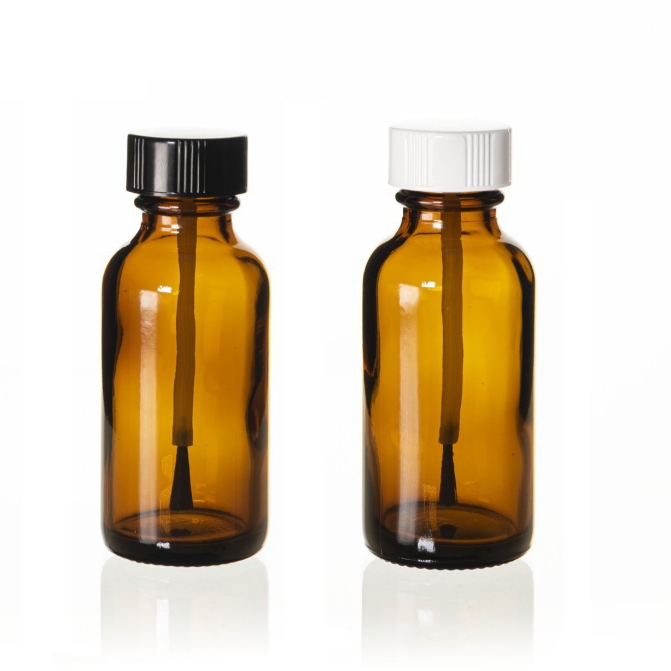 1/2 oz 1 Ounce 2 oz 4 oz Amber Glass Boston Rounds Bottles W/ Brush Caps