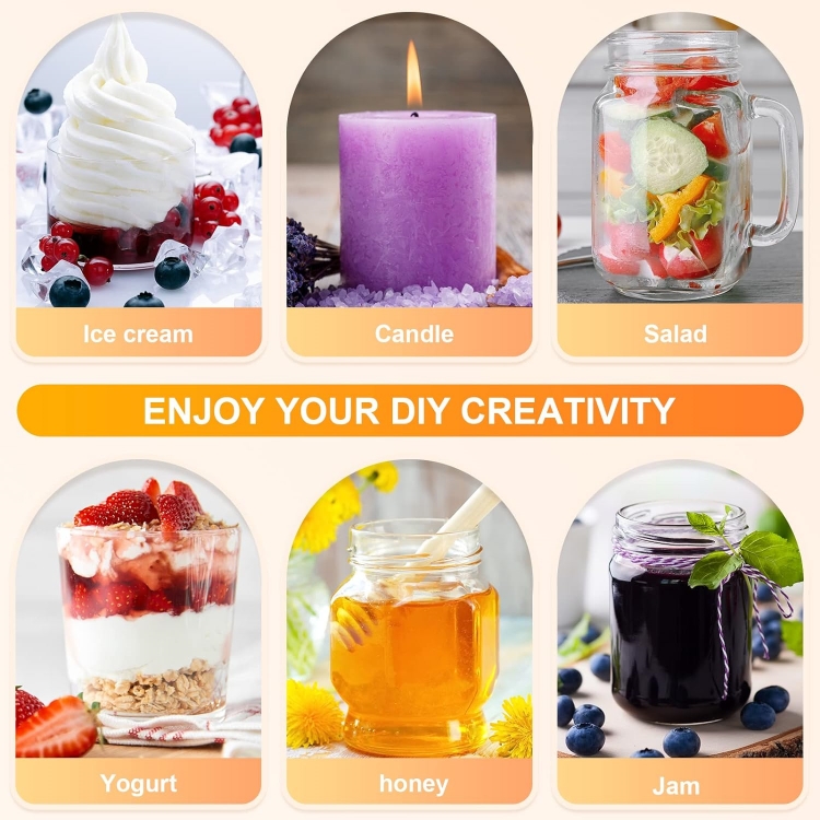 Wide Mouth Glass Jars 16oz 500ml Clear Canning Jars Glass Mason Jars With Plastic and Metal Airtight Lids for Overnight Oats