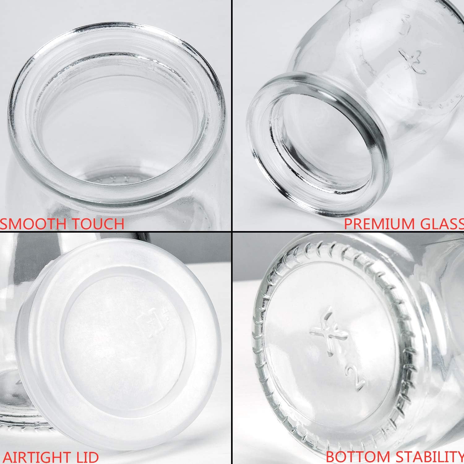 Replacement 200ml Yogurt Glass Jars PE Plastic Cap Yogurt Maker Custom Logo Hot Stamping Surface 100ml 150ml Options Available