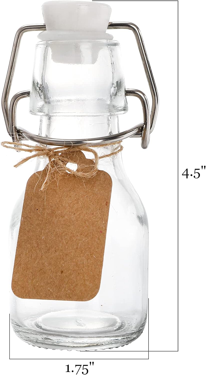 Mini Swing Top Glass Bottles, 2 oz 60ml Mini Storage Bottles for Crafts, Decoration, Wedding Party Favors