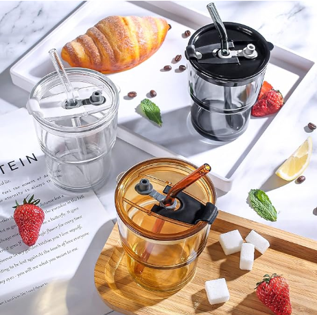 Wholesale Cheaper Clear Blank Drinking Tumbler Coffee Cup With Silicone Sleeve With Bamboo Lid and Straw Travel Glass Mug Cup