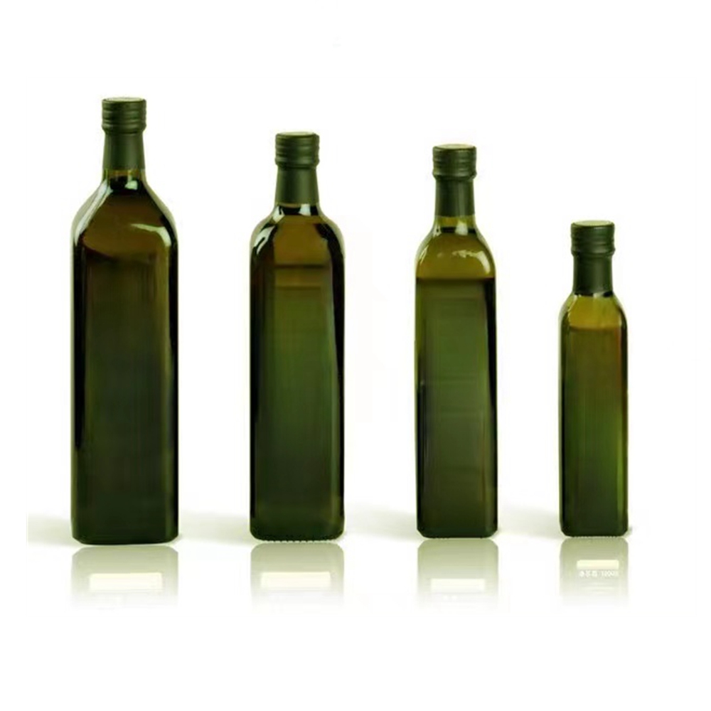 Aluminum Screw Caps for Marasca Glass Bottle Square Virgin Olive Oil Bottle Empty Bottle for Olive Oil Packaging
