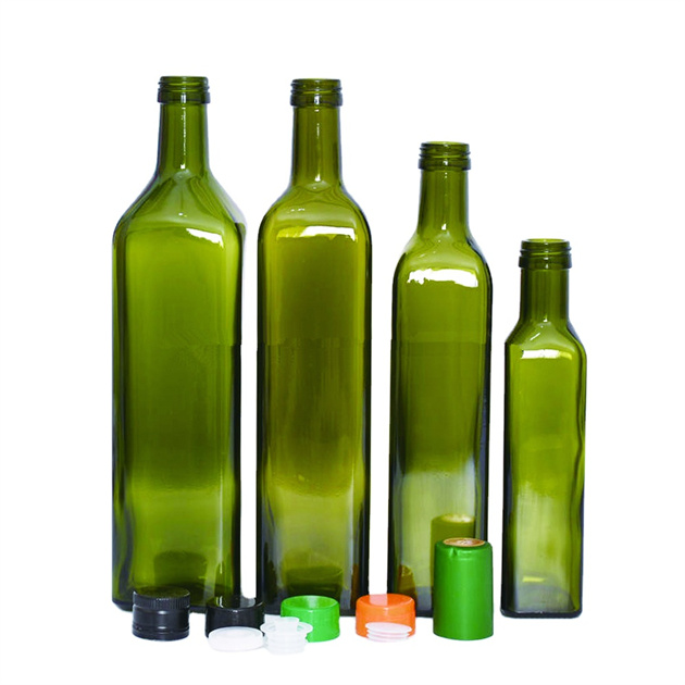 250ml 500ml 1000ml Green Square Glass Olive Oil Bottle With Screw Cap Glass Jar Glass Bottle