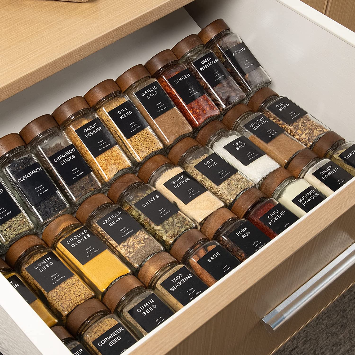 24pcs Set 120ml Square Spice Jars 4oz Glass Bottles With Bamboo Lids for Cosmetics Free Sample Available