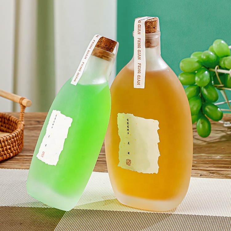 250ml 375ml 500ml Flat Brandy Whisky Gin Tequila Glass Bottle 750ml Oval Shape Flask Glass Spirits Bottle