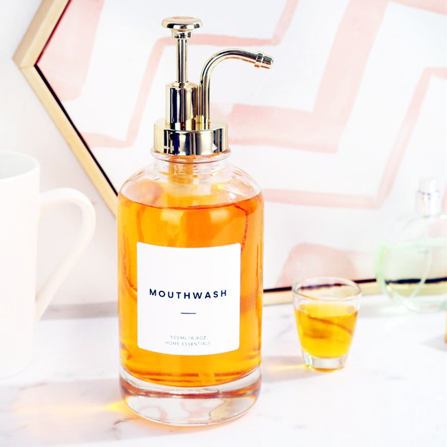 Luxury Glass 16oz Crystal White Soap Coffee Syrup Hand Wash Dispenser Bottle With Pump