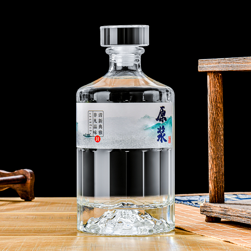 Customized Factory Price Flat Brandy Whisky Gin Tequila Glass Bottle 750ml Oval Shape Flask Glass Spirits Bottle