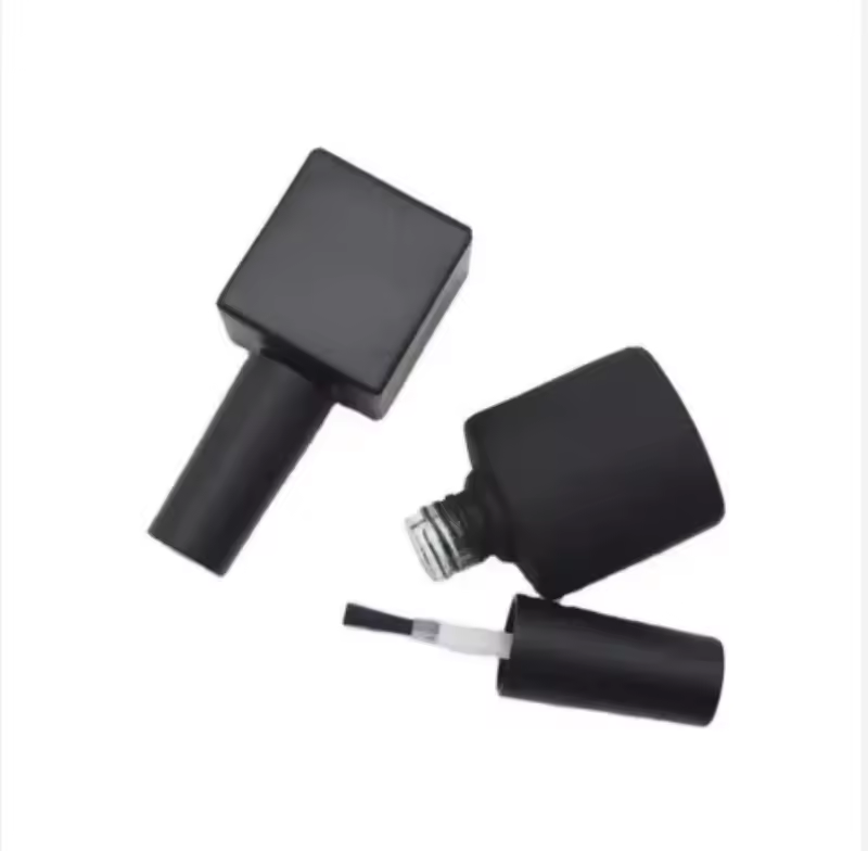 Luxury 10ml 15ml Square Uv Nail Gel Polish Bottle With Clear Top Nail Polish Cap and Arc Flat Brush Packing for Gel Polish