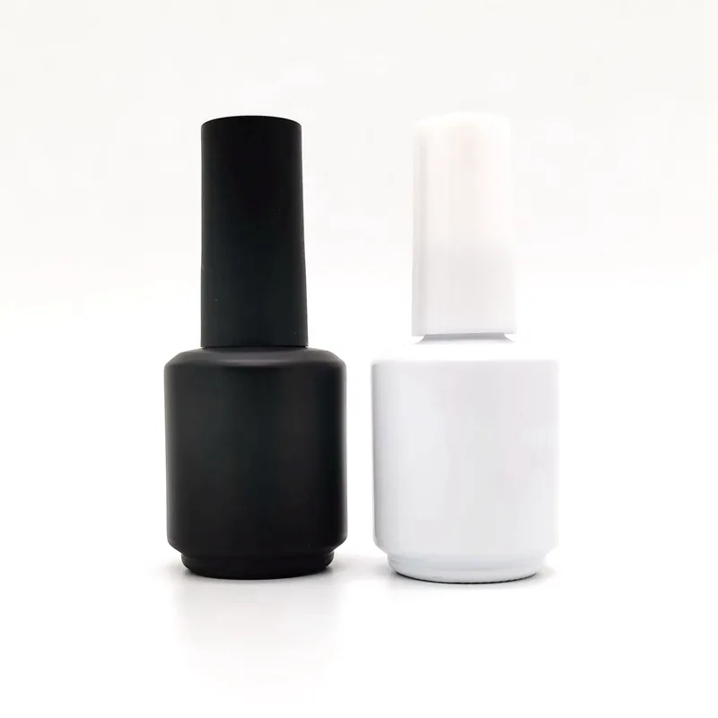 15ml Matte/glossy Black Clear Empty Glass Uv Gel Nail Polish Bottle With Brush