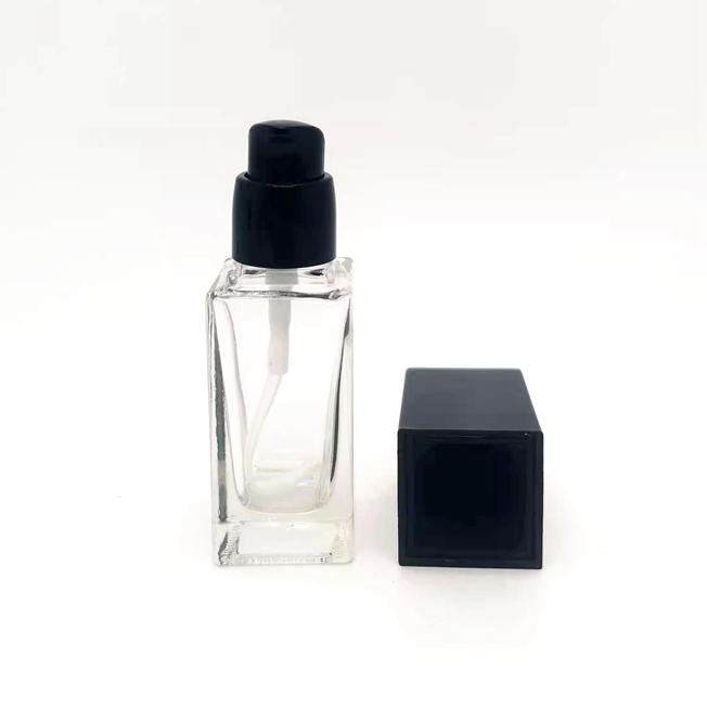 Luxury Empty 30ml 40ml 60ml Round Clear Frosted Cosmetic Lotion Glass Liquid Foundation Hair Serum Bottle With Pump