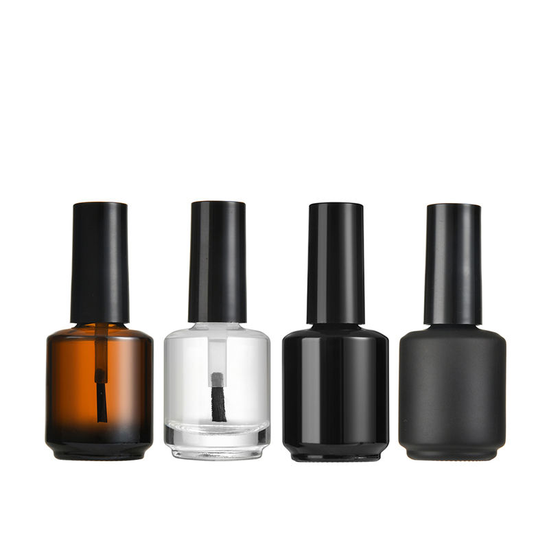 15ml Matte/glossy Black Clear Empty Glass Uv Gel Nail Polish Bottle With Brush