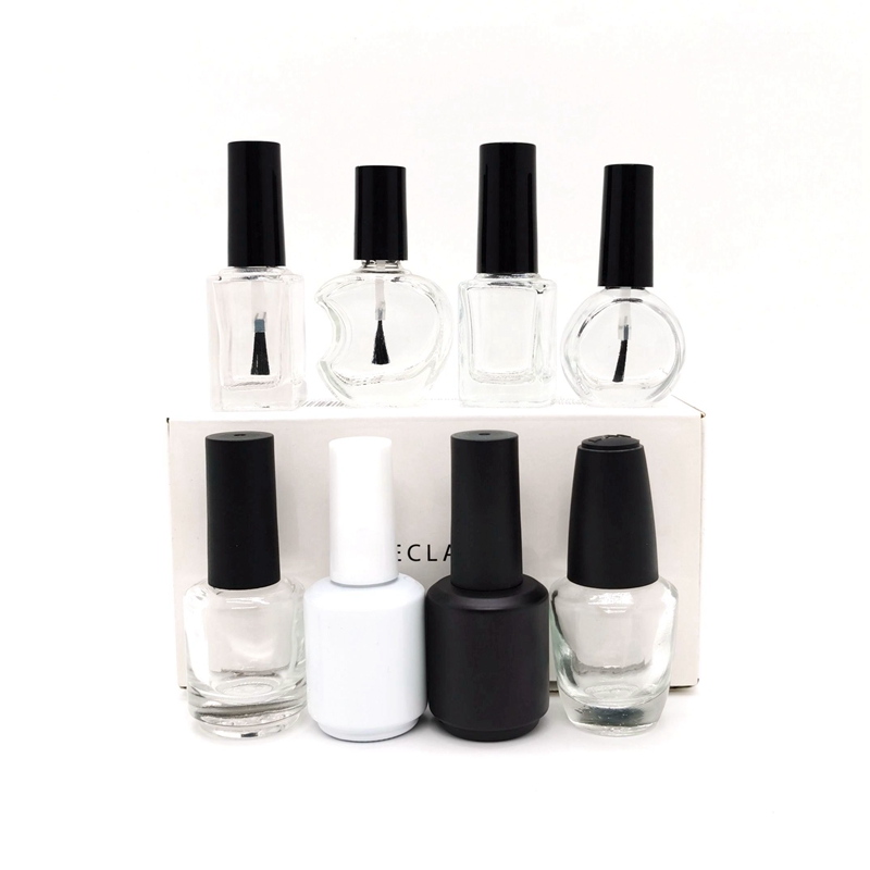 Wholesale Empty Black White Fancy Luxury Custom Uv Gel Nail Polish Bottle 15ml With Brush