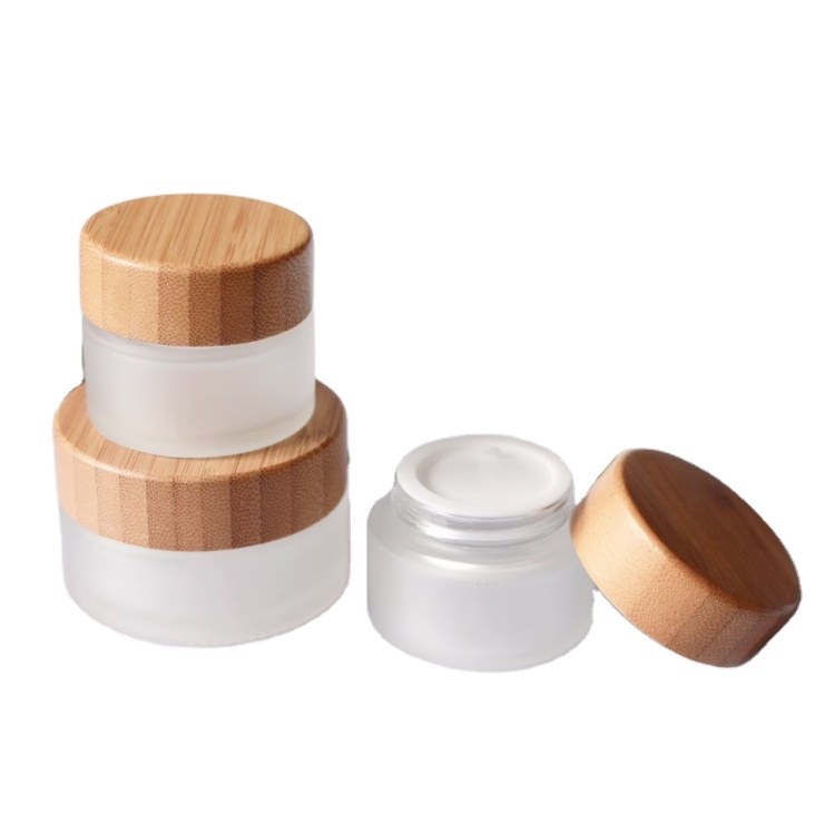 Premium Luxury Round Cosmetic Packaging Container Refillable Empty Mini Eye Cream Face Cream Jar30ml 50ml 80ml With Black Lids