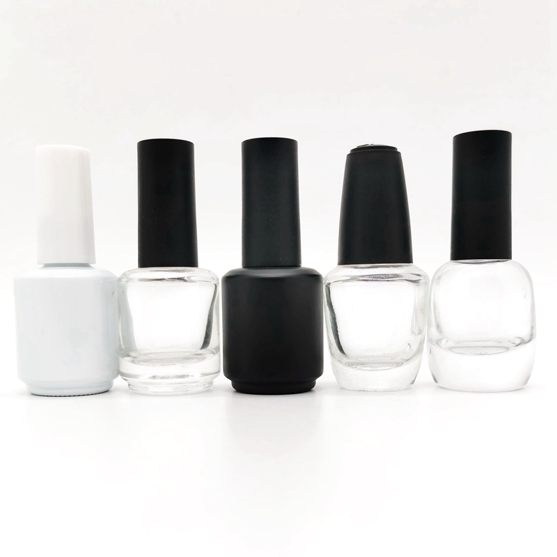 High Quality Low MOQ 10ml 15ml Empty Gel Nail Polish Bottle Packaging Nail Bottle White Black Nail Glass Bottle