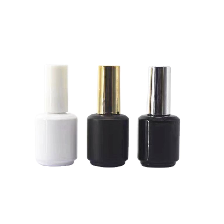 Wholesale Empty 15ml Clear Amber Matte Black Glass Gel Nail Polish Bottle With Brush Wholesale Glass Bottle Glass Jar