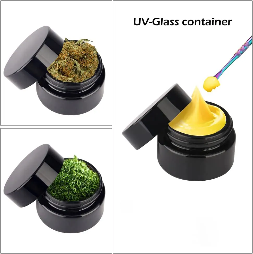 Round Skin Care Violet 20g 30g 50g Black Cosmetic Jar Packaging Bottle Glass Face Cream Jar With Black Lid