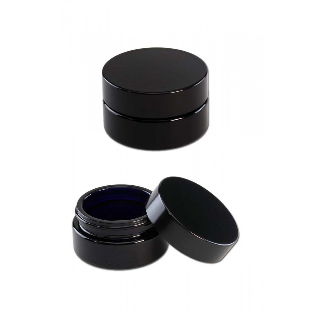 Round Skin Care Miron Violet 20g 30g 50g Black Cosmetic Jar Packaging Bottle Glass Face Cream Jar With Black Spiral Lid