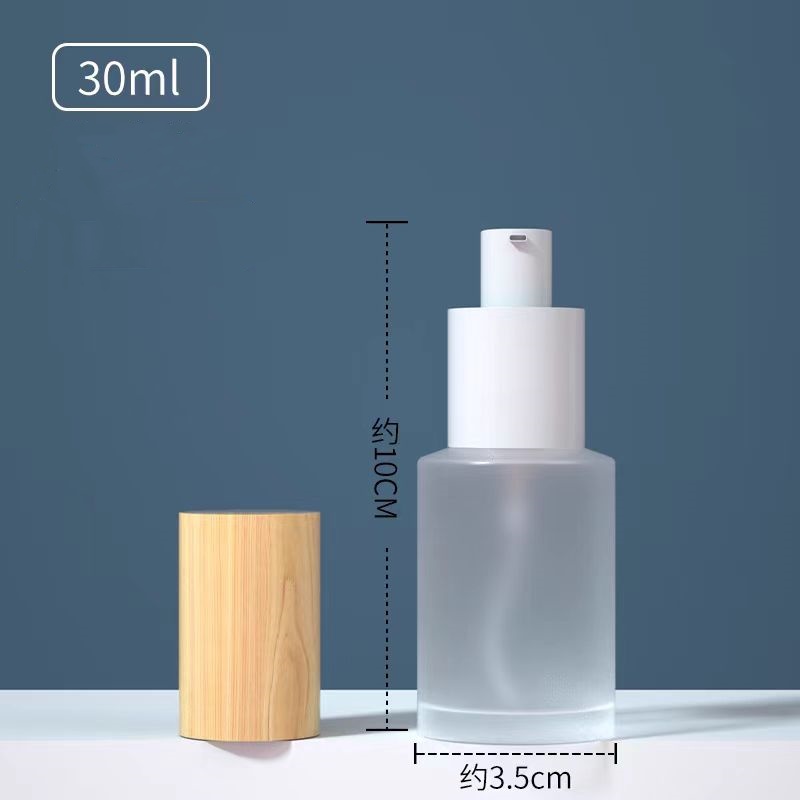 Recyclable Luxury 30g 50g 50ml 100ml Cosmetics Frosted Glass Serum Lotion Mist Spray Bottles and Amber Glass Cream Jars Set