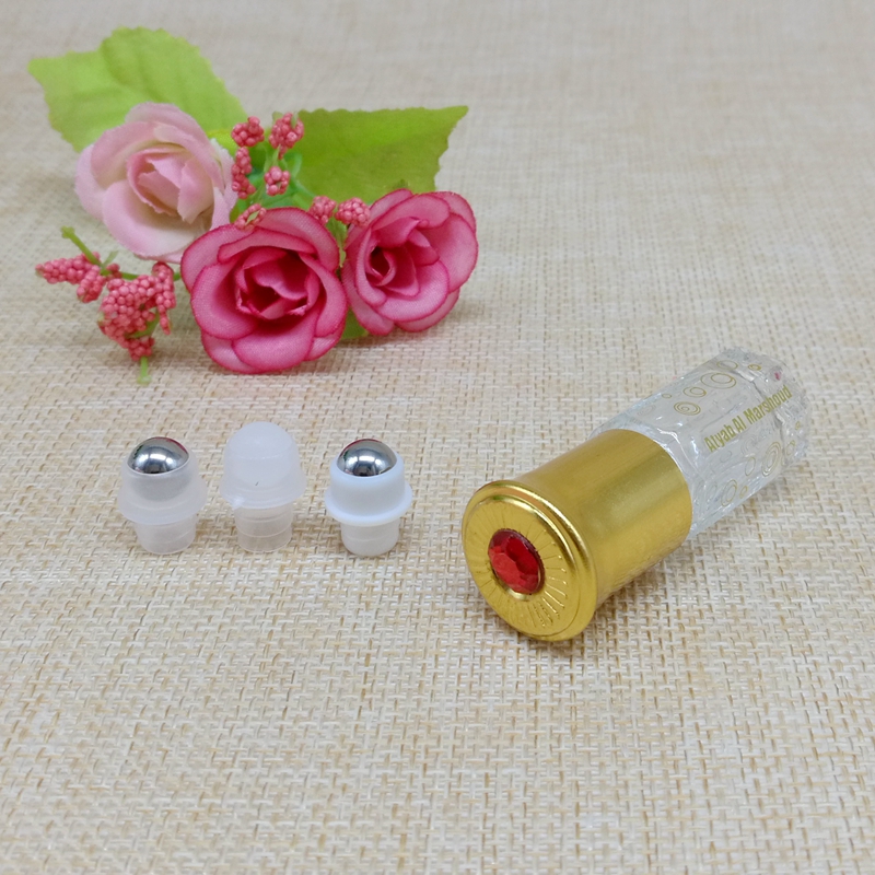 New Design 3ML 6ML 12ML Gold Octagon Roll on Glass Essential Oil Bottle Attar Oud Oil Glass Bottles With Roller Ball