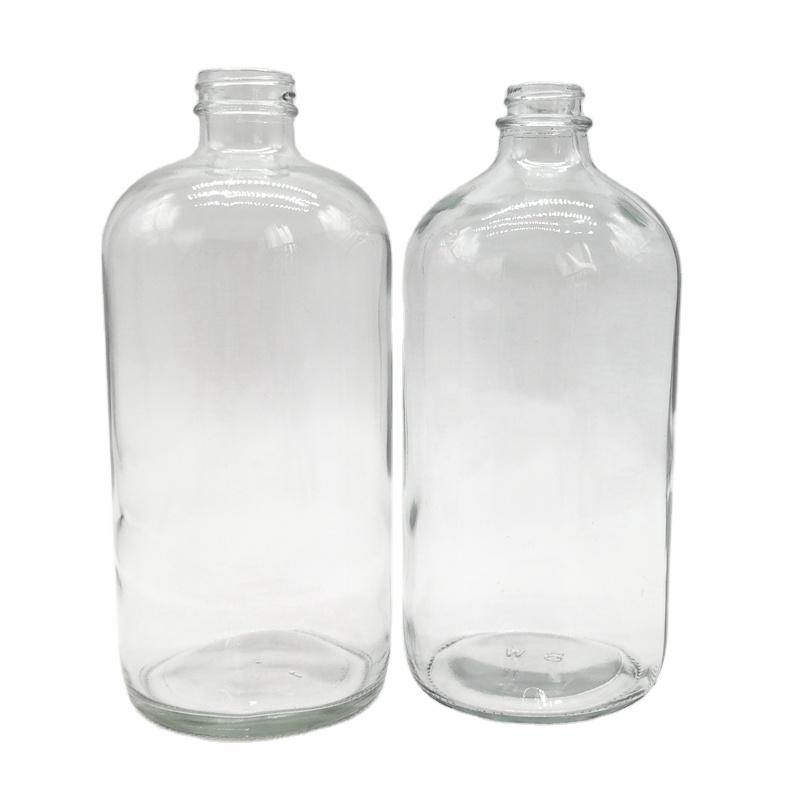 In Stock 60ml 2oz Boston Round Beverage Glass Bottle With Twist Lid 30ml Volume Screen Printing Screw Cap Sealing