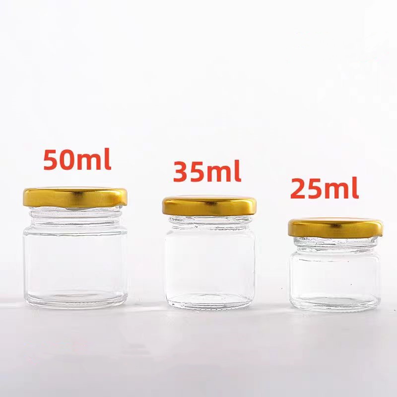 Mini Honey Jar Recyclable 25ml 35ml 45ml Honey Jam Glass Bottle for Honey Jam With Metal Lid
