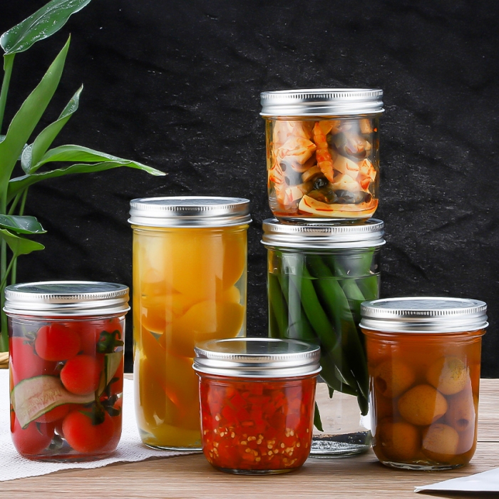 Wide Mouth Mason Jars 3oz 6oz  8oz 10oz 11oz 12oz 13oz 16oz 20oz 25oz Premium Clear Canning Glass Jar With Airtight Metal Lids