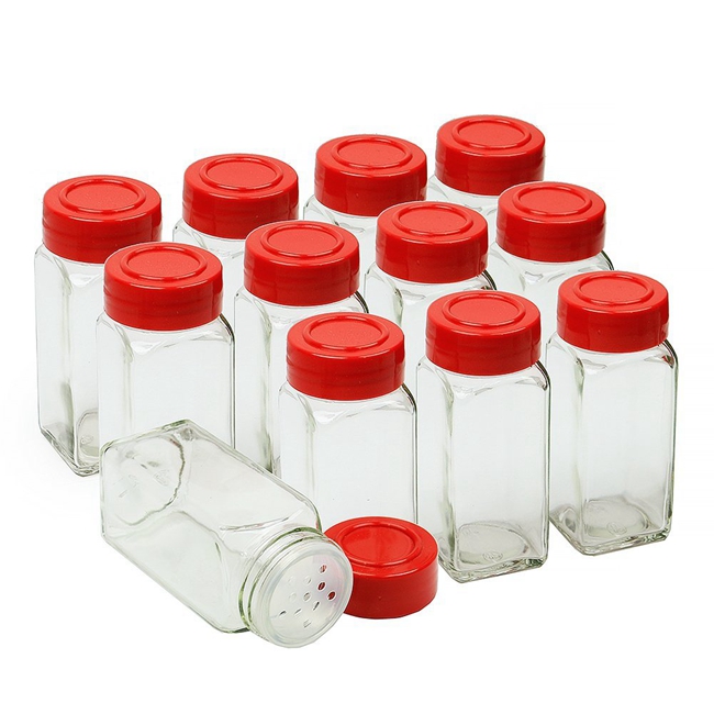 Wholesale 4 oz Clear and Black Square Glass Spice Jars 120ml Kitchen Shaker Jars 500ml Capacity China's for Packaging