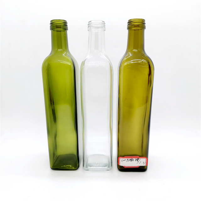 250ml 500ml 1000ml Green Square Glass Olive Oil Bottle With Screw Cap Glass Jar Glass Bottle