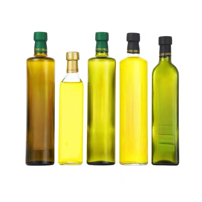 Hot Sale 100ml 250ml 500ml 750ml 1000ml Clear Round Square Glass Bottles Olive Oil Dispenser for Oil Vinegar Sauce Dispenser