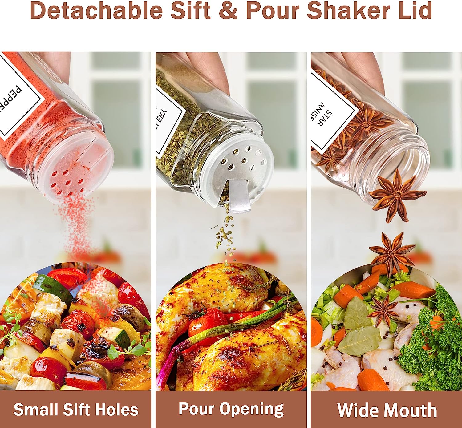 24pcs Set 120ml Square Spice Jars 4oz Glass Bottles With Bamboo Lids for Cosmetics Free Sample Available