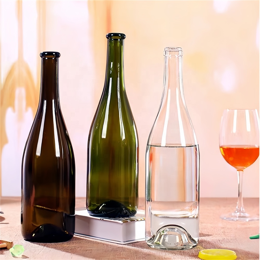 Clear Matte Dark Green Tawny Red Wine Cabinet Foreign Wine Bottle Homemade Enzyme Bottle Big Belly Glass Bottles