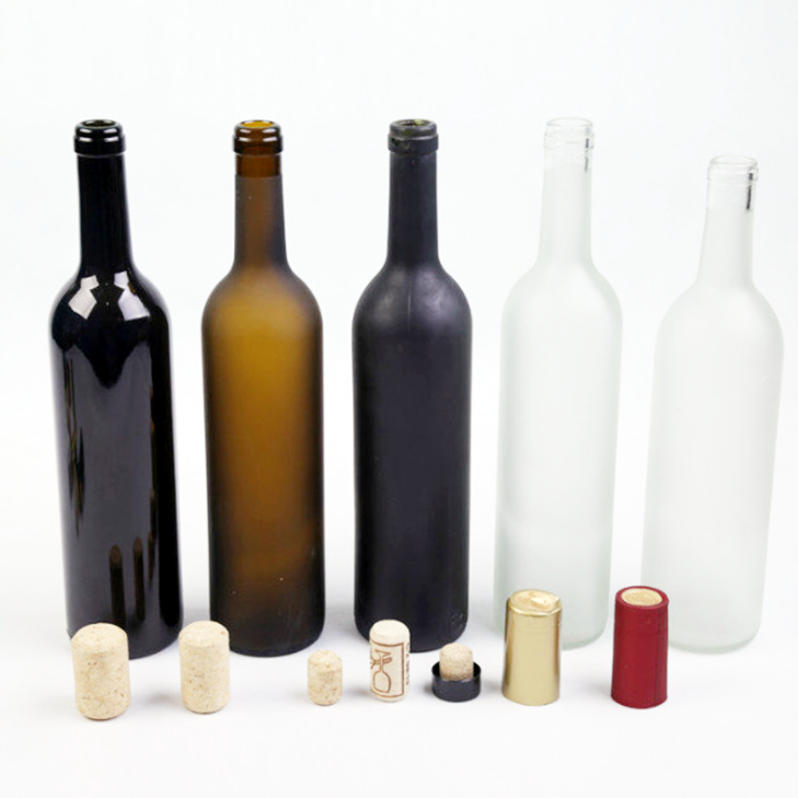 Wholesale Clear Round 200ml 375ml 500ml 750ml 1000ml Glass Frosted Liquor Wine Whisky Glass Bottle With Cork
