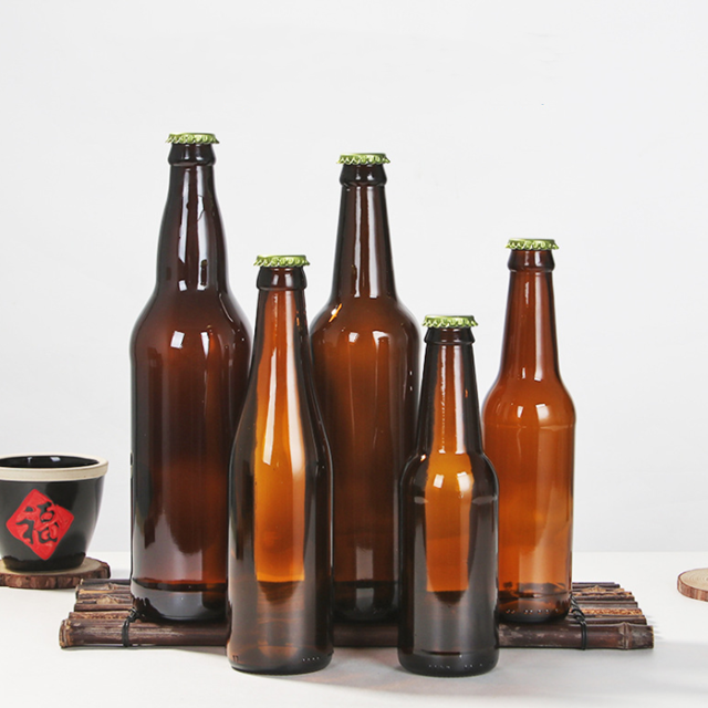 330ml Clear Round Amber Glass Beer Bottle