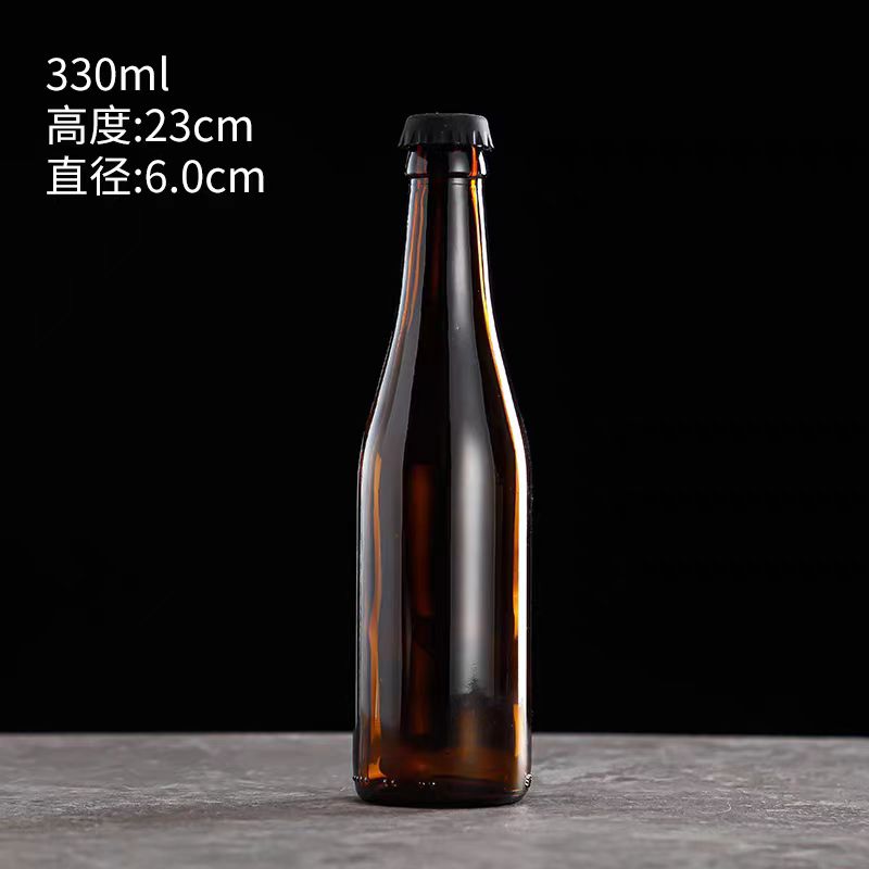 Custom Recyclable 330ml 500ml 750 ml Clear Amber Brown Perfume Green Blue Empty Beer Glass Crown Cap Bottles With Crown Cap